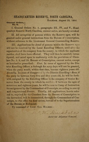 Cover for General orders