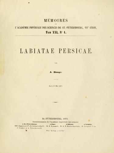Cover for Labiatae Persicae