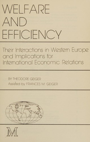Cover for Welfare and efficiency