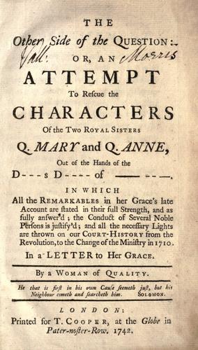 Cover for The other side of the question