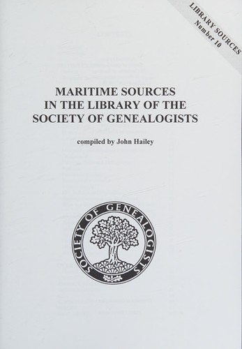 Cover for Maritime sources in the library of the Society of Genealogists