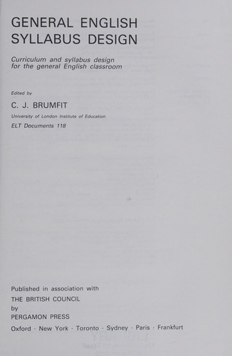 Cover for General English syllabus design