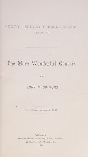 Cover for The more wonderful Genesis
