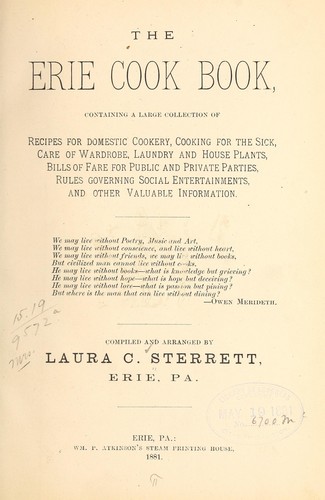 Cover for The Erie cook book