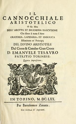 Cover for cannocchiale aristotelico, o sia, Idea dell'arguta et ingeniosa elocutione