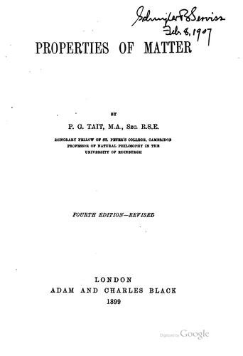 Cover for Properties of matter