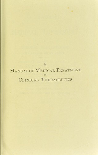 Cover for A manual of medical treatment, or, Clinical therapeutics