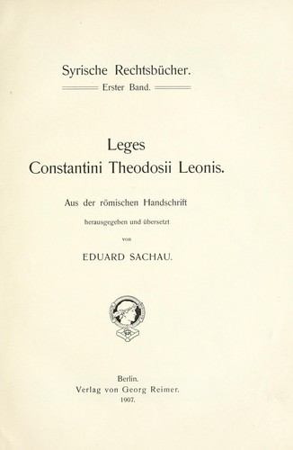 Cover for Syrische Rechtsbücher