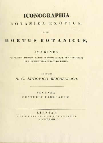 Cover for Iconographia botanica exotica, sive Hortus botanicus ...
