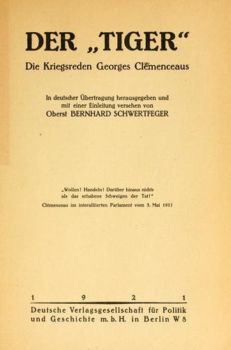 Cover for Der "Tiger"