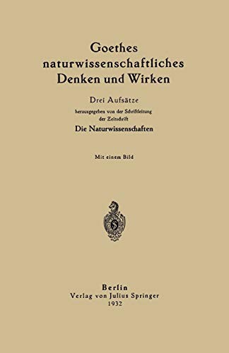 Cover for Goethes naturwissenschaftliches Denken und Wirken