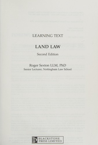Cover for LLB Learning Text (Blackstones LLB Learning Texts)