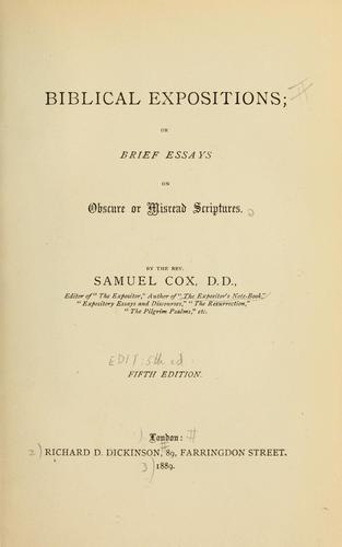 Cover for Biblical expositions