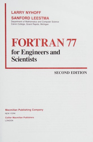 Cover for FORTRAN 77 for engineers and scientists
