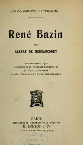 Cover for René Bazin