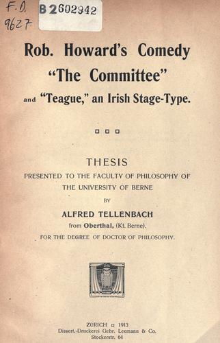 Cover for Rob. Howard's comedy "The committee"
