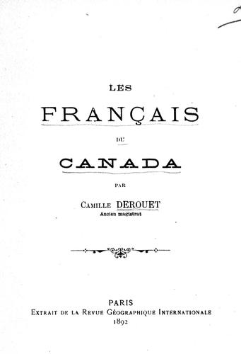 Cover for Les Français du Canada