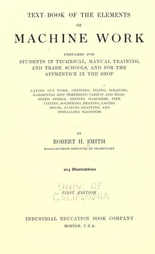 Cover for Text-book of the elements of machine work