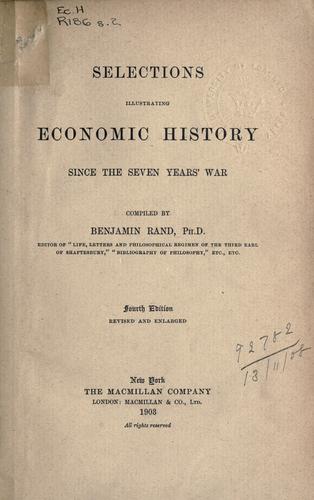 Cover for Selections illustrating economic history since the Seven Years' War.