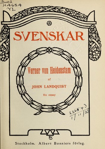 Cover for Verner von Heidenstam