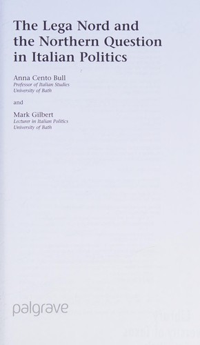 Cover for The Lega Nord and the northern question in Italian politics