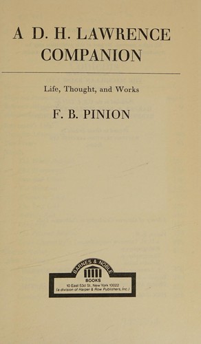 Cover for A D. H. Lawrence companion