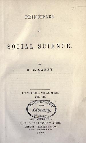 Cover for Principles of social science