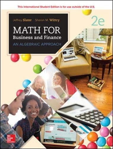 Cover for Math for Business and Finance