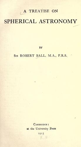 Cover for A treatise on spherical astronomy.