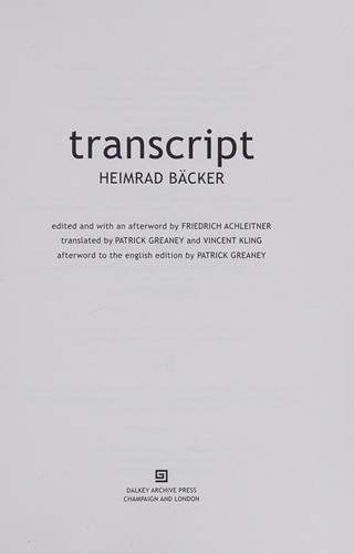 Cover for Transcript