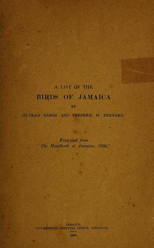 Cover for A list of the birds of Jamaica