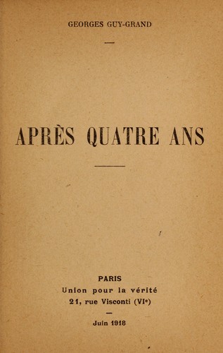 Cover for Apre  s quatre ans