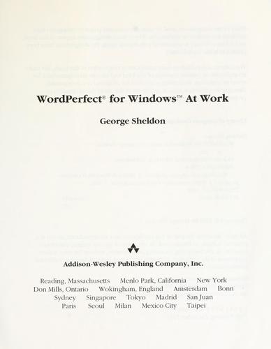 Cover for WordPerfect for Windows at work