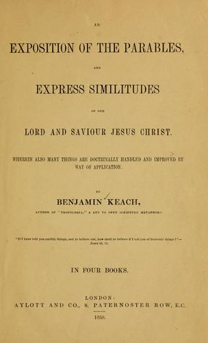 Cover for exposition of the parables, and express similitudes of our Lord and Saviour Jesus Christ