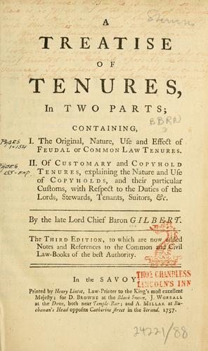 Cover for A treatise of tenures