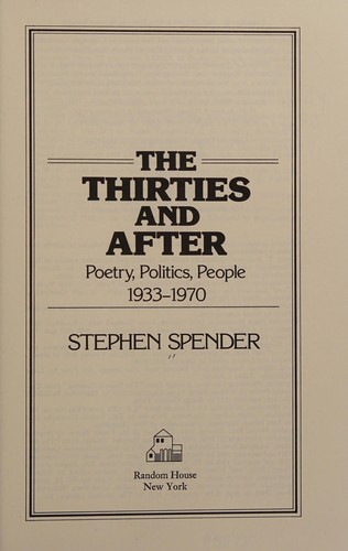 Cover for The thirties and after