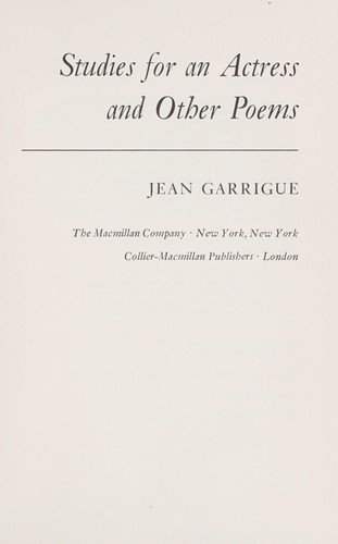Cover for Studies for an actress and other poems.