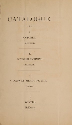Cover for Catalogue of a... collection of original pictures, by Jervis McEntee, S. Colmon and A. D. Shattuck