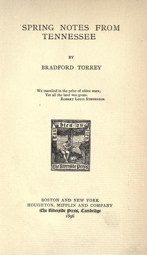Cover for Spring notes from Tennessee