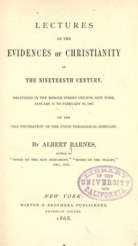 Cover for Lectures on the evidences of Christianity in the nineteenth century