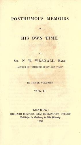 Cover for Posthumous memoirs of his own time