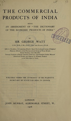 Cover for The commercial products of India