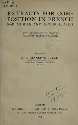 Cover for Extracts for composition in French for middle and senior classes
