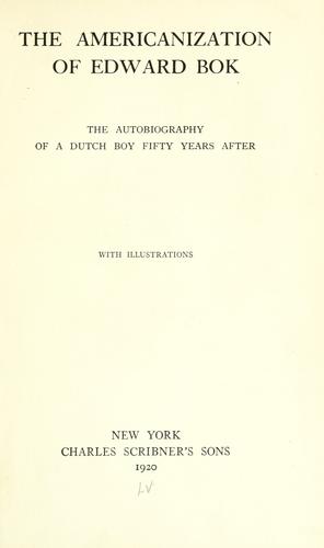 Cover for The Americanization of Edward Bok