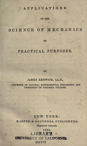 Cover for Applications of the science of mechanics to practical purposes