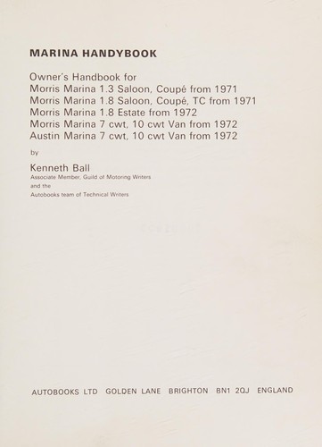 Cover for Morris Marina Handybook