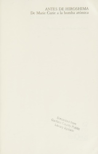 Cover for Antes de Hiroshima