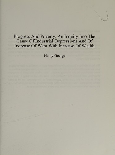 Cover for Progress and Poverty