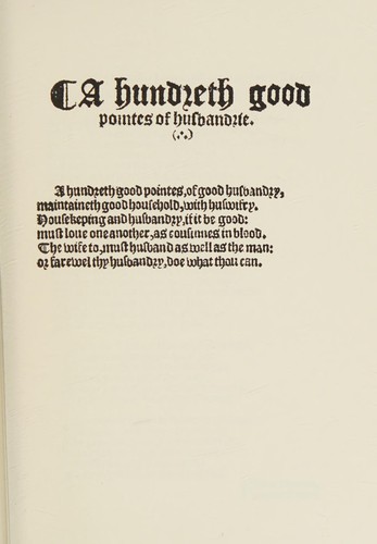 Cover for A hundreth good pointes of husbandrie