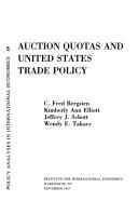 Cover for Auction Quotas and United States Trade Policy (Policy Analyses in International Economics) (Policy Analyses in International Economics)